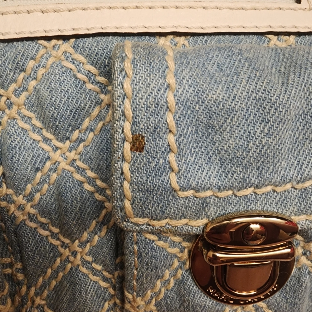 Marc Jacobs Vintage Cammie Washed Denim Bag Y2K Quilted - Picture 7 of 14